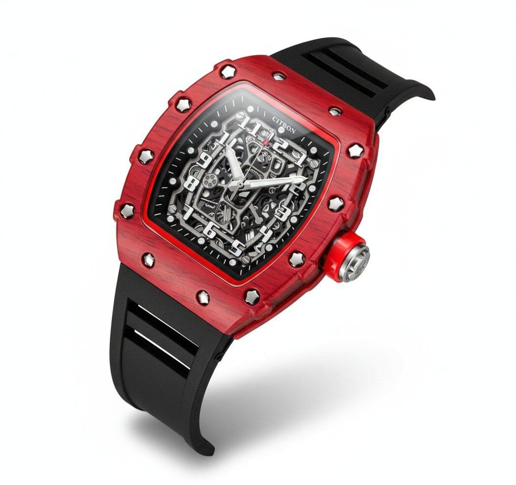 CITRON Performance: Red Skeleton Racing Chrono-Look Watch