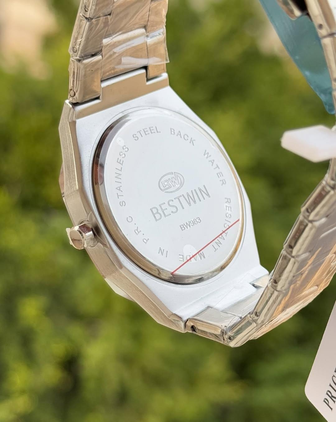 Modern Steel Octagonal Watch | Integrated Bracelet | Arabic Numerals Dial - Image 3