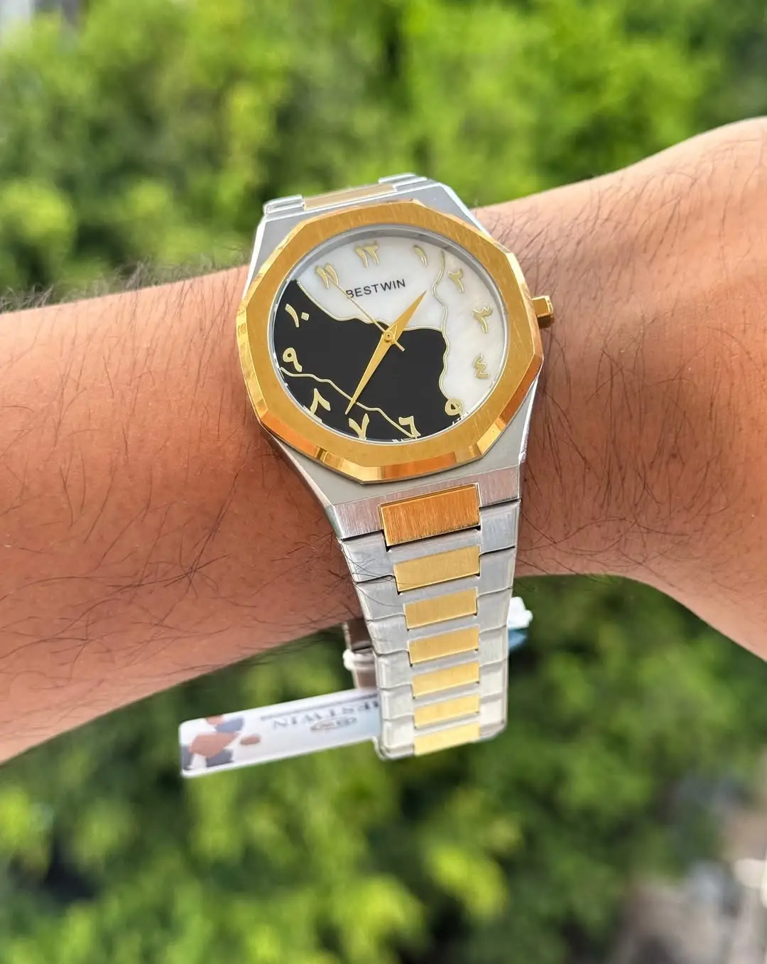 Modern Steel Octagonal Watch | Integrated Bracelet | Arabic Numerals Dial - Image 5