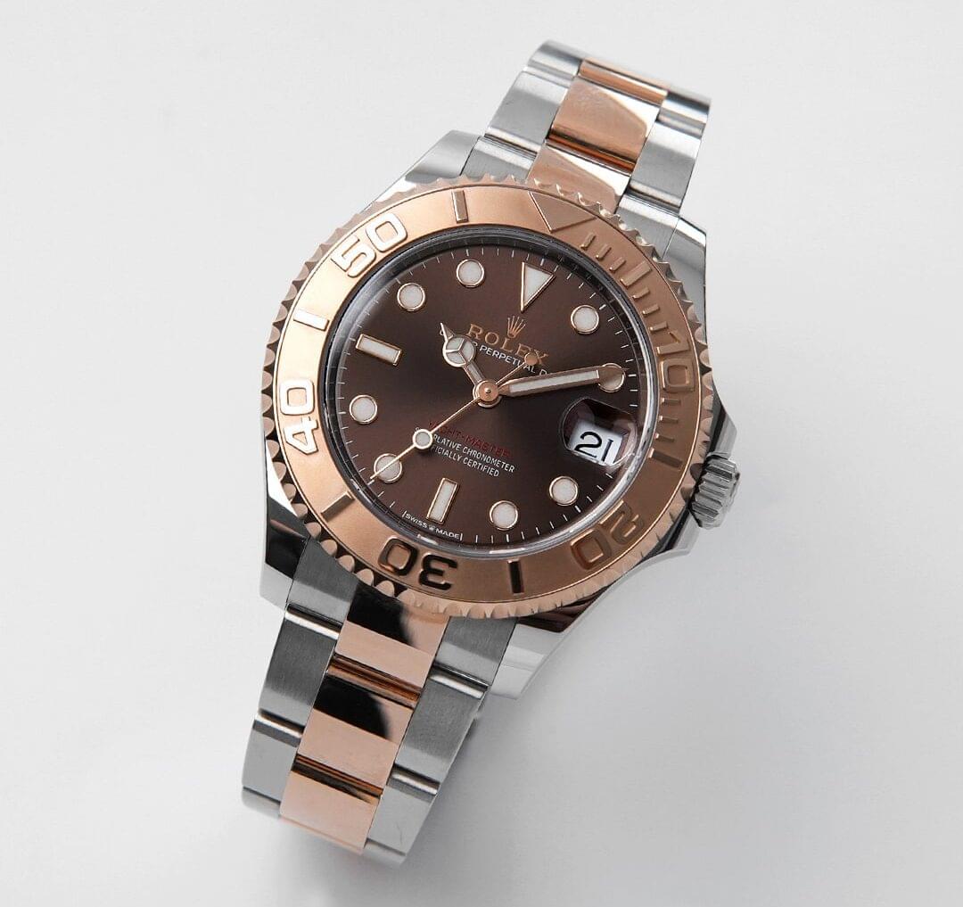 Elegant Two-Tone Yacht-Master 37/40 Style Copy | Chocolate Dial & Rose Gold Tone Bezel