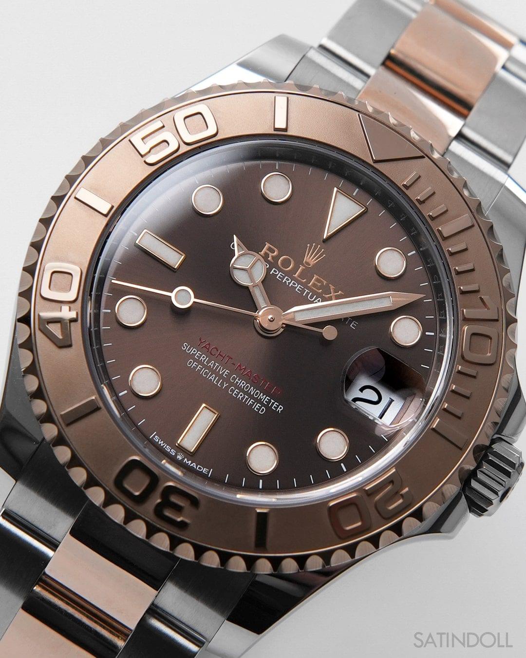 Elegant Two-Tone Yacht-Master 37/40 Style Copy | Chocolate Dial & Rose Gold Tone Bezel - Image 7