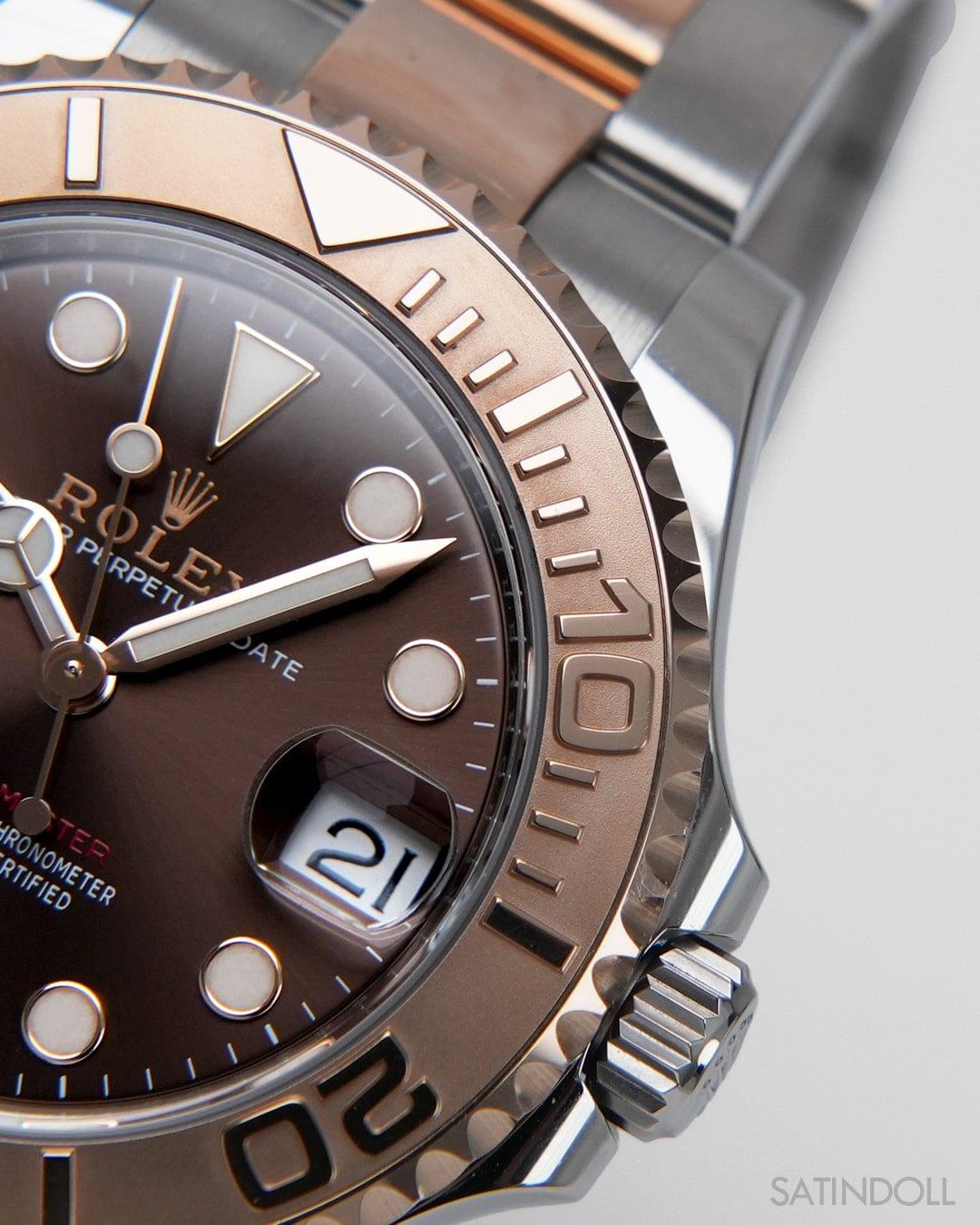 Elegant Two-Tone Yacht-Master 37/40 Style Copy | Chocolate Dial & Rose Gold Tone Bezel - Image 5