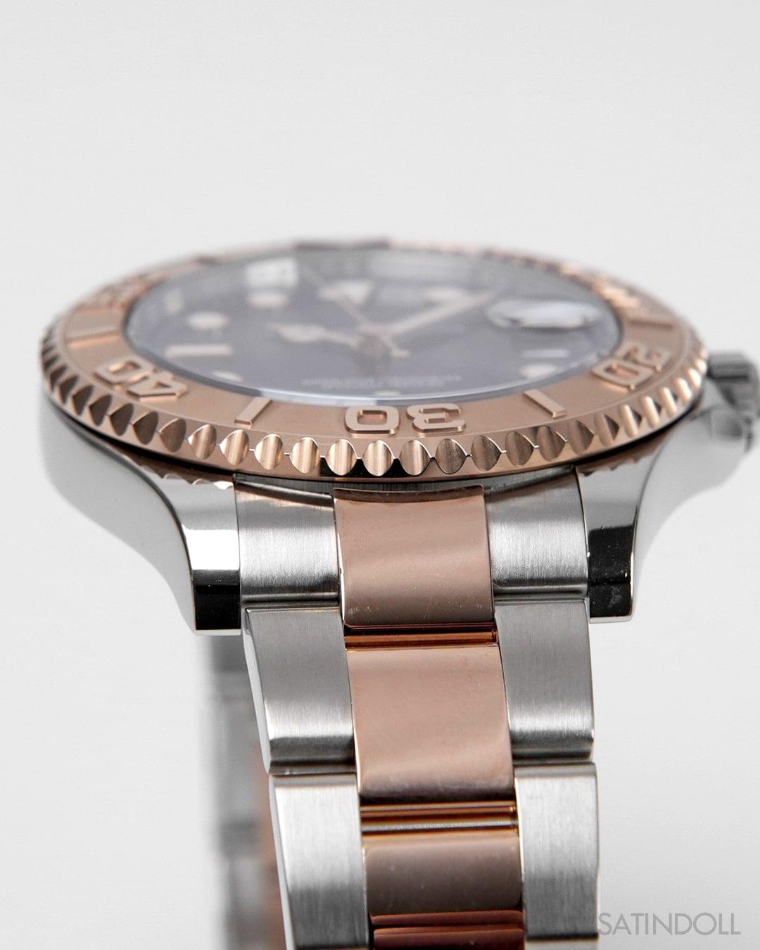 Elegant Two-Tone Yacht-Master 37/40 Style Copy | Chocolate Dial & Rose Gold Tone Bezel - Image 3