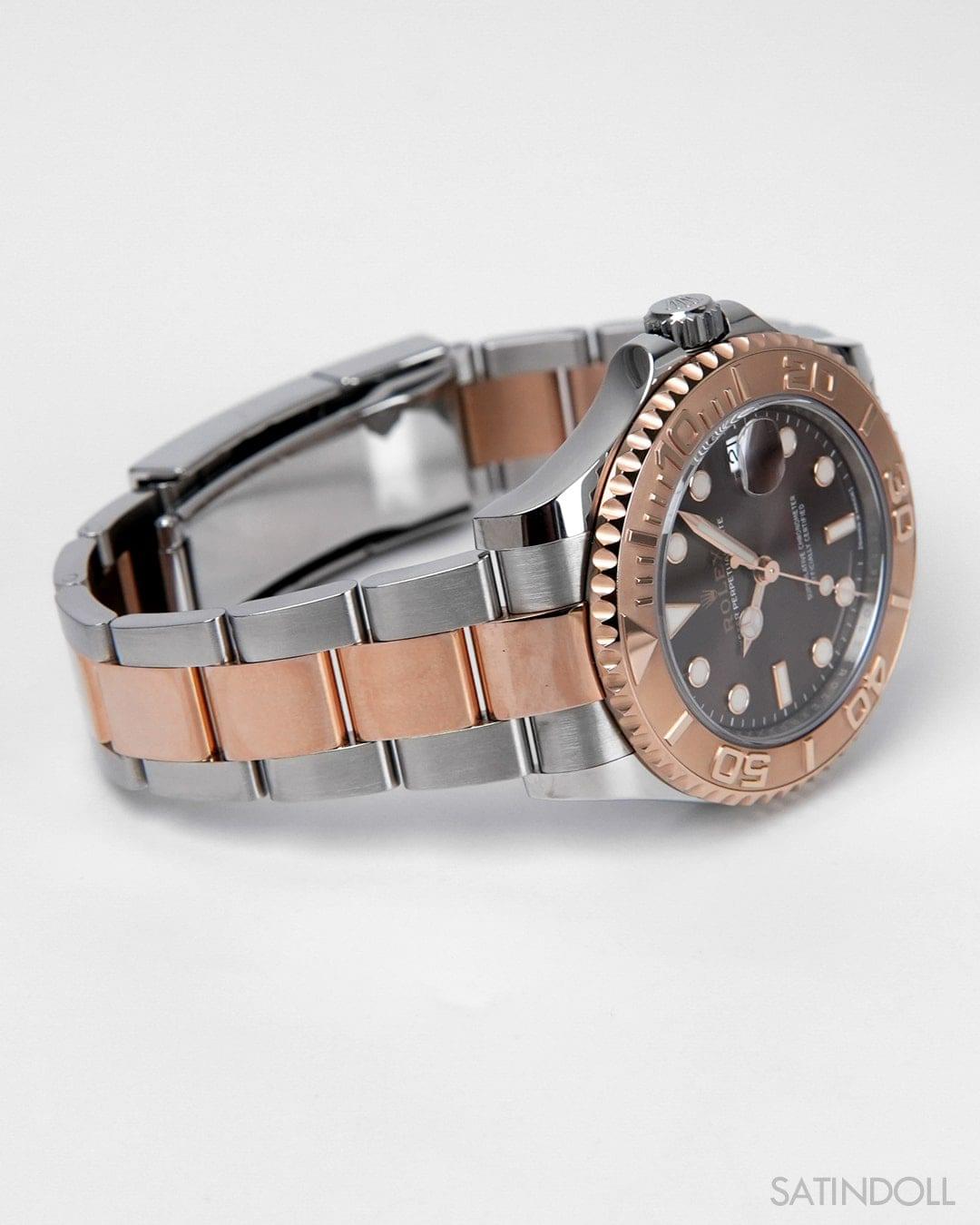 Elegant Two-Tone Yacht-Master 37/40 Style Copy | Chocolate Dial & Rose Gold Tone Bezel - Image 4