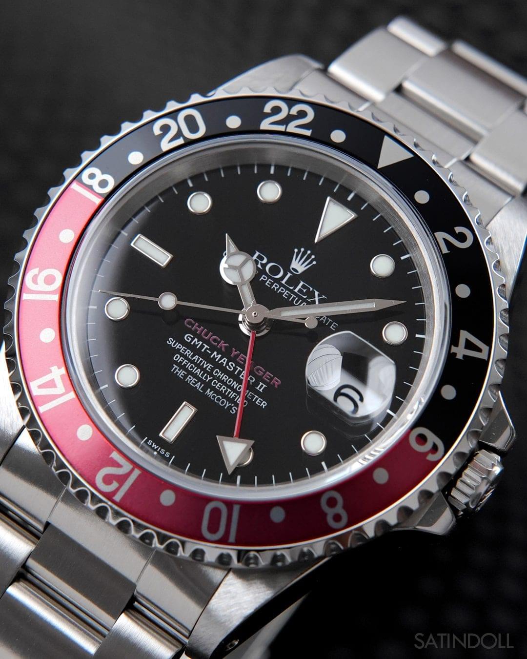 Iconic GMT-Master II "Coke" Style Replica | Black & Red Bezel | Stainless Steel Bracelet