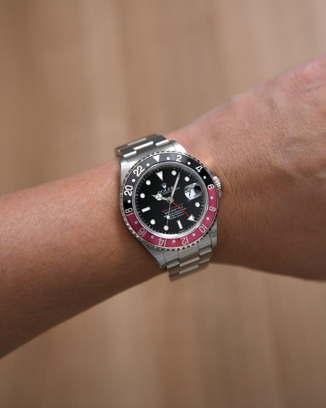 Iconic GMT-Master II "Coke" Style Replica | Black & Red Bezel | Stainless Steel Bracelet - Image 5
